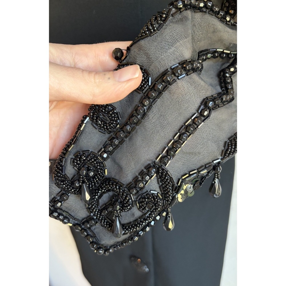 Vintage 80s Victoria Royal Black Beaded Dress 4 Dark Romantic Hong Kong Couture - Picture 7 of 15